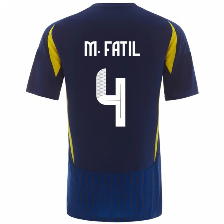 Kandiny Mujer Camiseta Mohammed Al-Fatil #4 Azul Amarillo 2ª Equipación 2024/25 La Camisa Chile