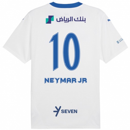 Kandiny Mujer Camiseta Neymar #10 Blanco Azul 2ª Equipación 2024/25 La Camisa Chile