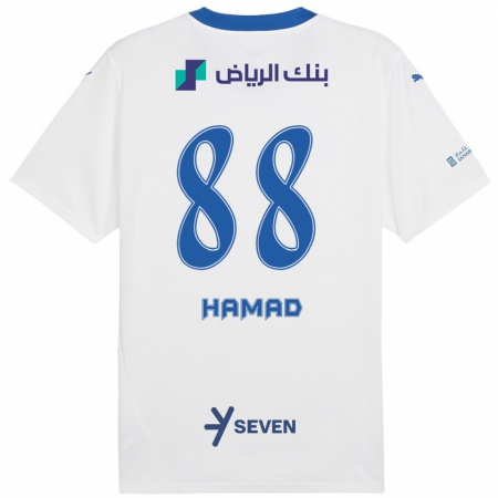 Kandiny Mujer Camiseta Hamad Al-Yami #88 Blanco Azul 2ª Equipación 2024/25 La Camisa Chile