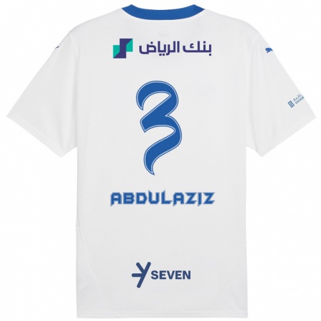 Kandiny Mujer Camiseta Al Jawhara Abdulaziz #3 Blanco Azul 2ª Equipación 2024/25 La Camisa Chile