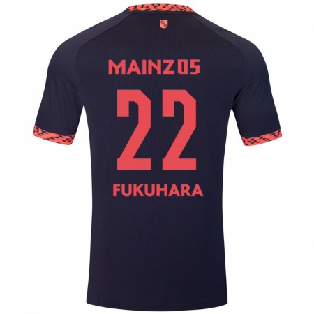 Kandiny Mujer Camiseta Yuuka Fukuhara #22 Azul Coral Rojo 2ª Equipación 2024/25 La Camisa Chile