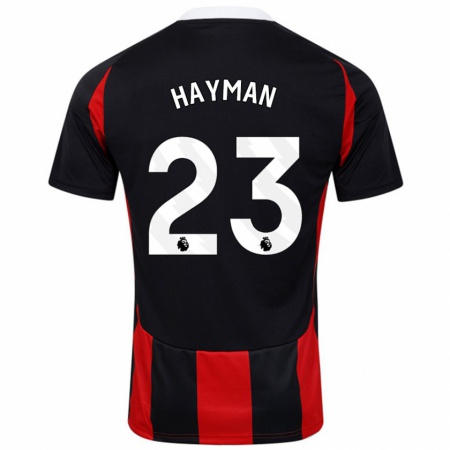 Kandiny Mujer Camiseta Alex Hayman #23 Negro Rojo 2ª Equipación 2024/25 La Camisa Chile