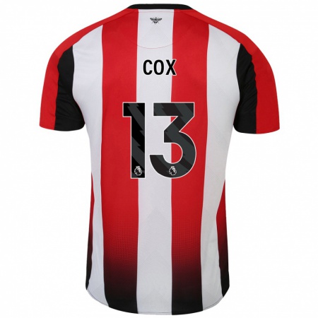 Kandiny Niño Camiseta Matthew Cox #13 Rojo Blanco 1ª Equipación 2024/25 La Camisa Chile