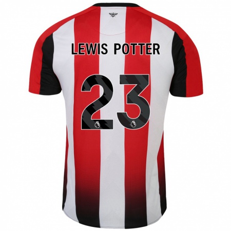 Kandiny Niño Camiseta Keane Lewis-Potter #23 Rojo Blanco 1ª Equipación 2024/25 La Camisa Chile