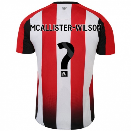 Kandiny Niño Camiseta Zack Mcallister-Wilson #0 Rojo Blanco 1ª Equipación 2024/25 La Camisa Chile