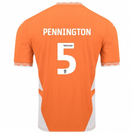 Kandiny Niño Camiseta Matthew Pennington #5 Naranja Blanco 1ª Equipación 2024/25 La Camisa Chile