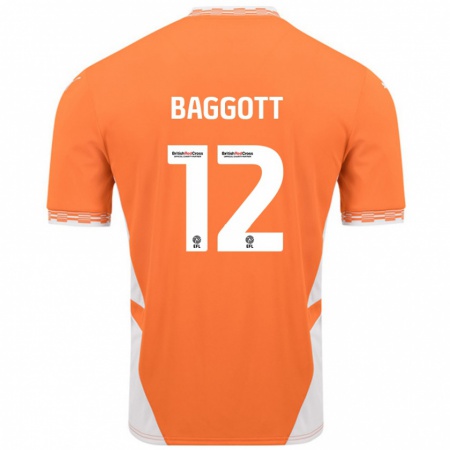 Kandiny Niño Camiseta Elkan Baggott #12 Naranja Blanco 1ª Equipación 2024/25 La Camisa Chile