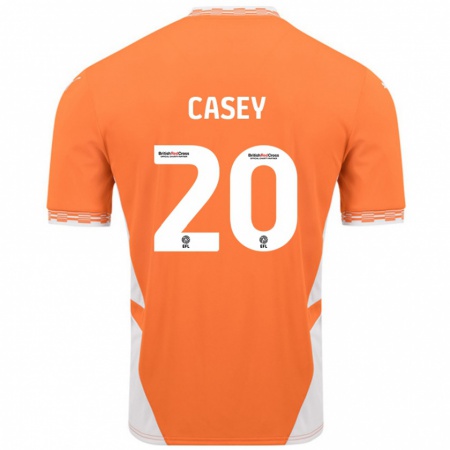 Kandiny Niño Camiseta Oliver Casey #20 Naranja Blanco 1ª Equipación 2024/25 La Camisa Chile