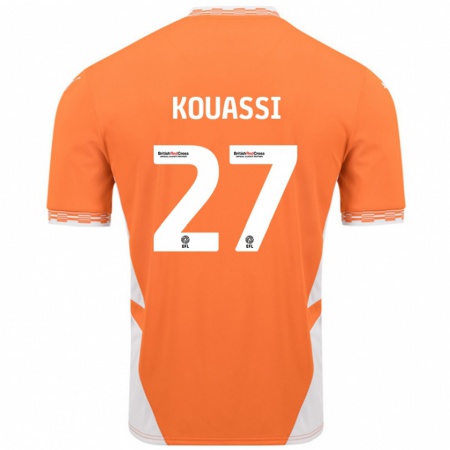 Kandiny Niño Camiseta Kylian Kouassi #27 Naranja Blanco 1ª Equipación 2024/25 La Camisa Chile