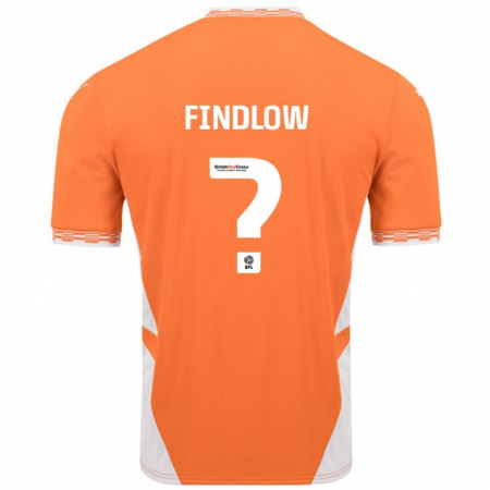 Kandiny Niño Camiseta Luke Findlow #0 Naranja Blanco 1ª Equipación 2024/25 La Camisa Chile