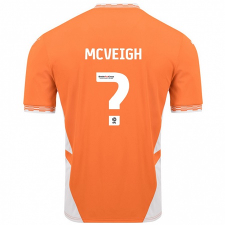 Kandiny Niño Camiseta Conor Mcveigh #0 Naranja Blanco 1ª Equipación 2024/25 La Camisa Chile