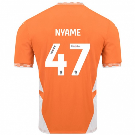 Kandiny Niño Camiseta Josh Nyame #47 Naranja Blanco 1ª Equipación 2024/25 La Camisa Chile