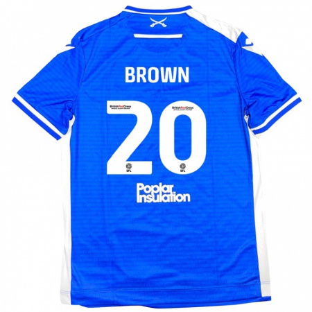 Kandiny Niño Camiseta Jevani Brown #20 Azul Blanco 1ª Equipación 2024/25 La Camisa Chile