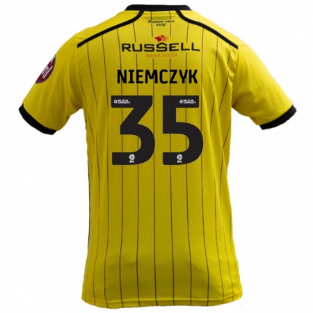 Kandiny Niño Camiseta Jakub Niemczyk #35 Amarillo 1ª Equipación 2024/25 La Camisa Chile