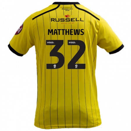 Kandiny Niño Camiseta Daniel Matthews #32 Amarillo 1ª Equipación 2024/25 La Camisa Chile