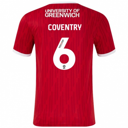 Kandiny Niño Camiseta Conor Coventry #6 Rojo Blanco 1ª Equipación 2024/25 La Camisa Chile