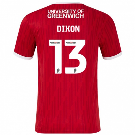 Kandiny Niño Camiseta Kaheim Dixon #13 Rojo Blanco 1ª Equipación 2024/25 La Camisa Chile