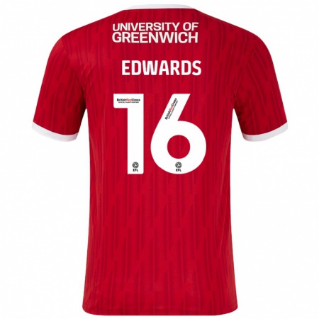 Kandiny Niño Camiseta Josh Edwards #16 Rojo Blanco 1ª Equipación 2024/25 La Camisa Chile