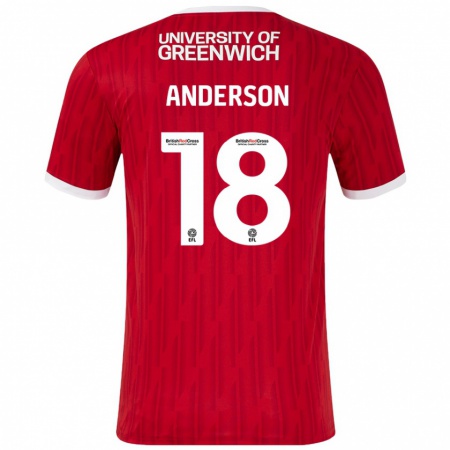 Kandiny Niño Camiseta Karoy Anderson #18 Rojo Blanco 1ª Equipación 2024/25 La Camisa Chile