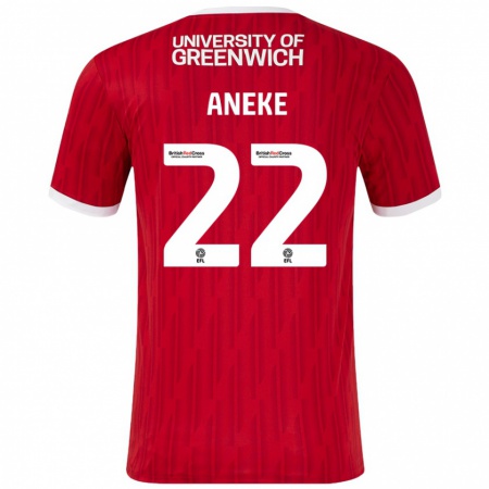 Kandiny Niño Camiseta Chuks Aneke #22 Rojo Blanco 1ª Equipación 2024/25 La Camisa Chile