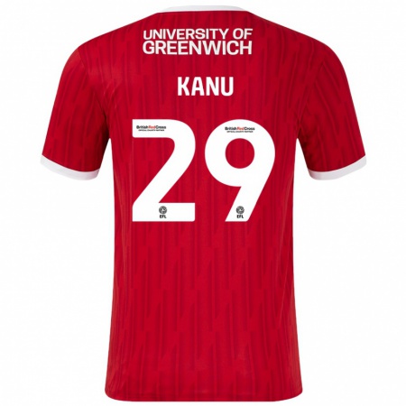 Kandiny Niño Camiseta Daniel Kanu #29 Rojo Blanco 1ª Equipación 2024/25 La Camisa Chile