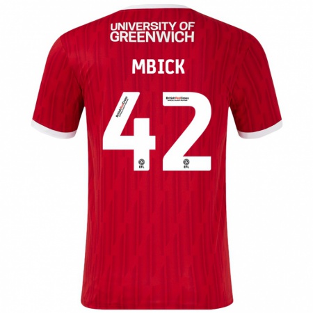 Kandiny Niño Camiseta Micah Mbick #42 Rojo Blanco 1ª Equipación 2024/25 La Camisa Chile