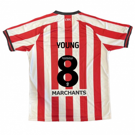 Kandiny Niño Camiseta Luke Young #8 Rojo Blanco 1ª Equipación 2024/25 La Camisa Chile