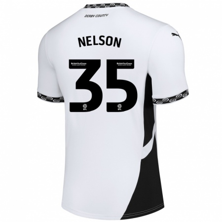 Kandiny Niño Camiseta Curtis Nelson #35 Blanco Negro 1ª Equipación 2024/25 La Camisa Chile