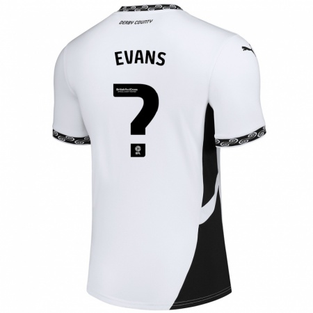 Kandiny Niño Camiseta Harry Evans #0 Blanco Negro 1ª Equipación 2024/25 La Camisa Chile