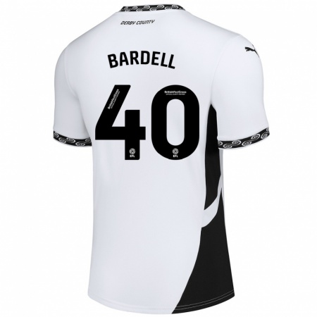 Kandiny Niño Camiseta Max Bardell #40 Blanco Negro 1ª Equipación 2024/25 La Camisa Chile