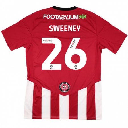 Kandiny Niño Camiseta Pierce Sweeney #26 Rojo Blanco 1ª Equipación 2024/25 La Camisa Chile