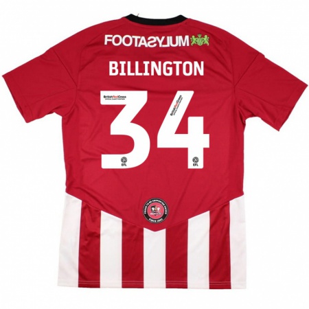 Kandiny Niño Camiseta Gabe Billington #34 Rojo Blanco 1ª Equipación 2024/25 La Camisa Chile