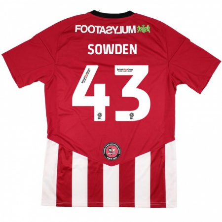 Kandiny Niño Camiseta Andrew Sowden #43 Rojo Blanco 1ª Equipación 2024/25 La Camisa Chile