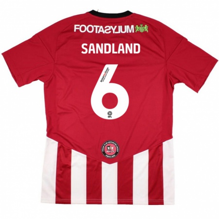 Kandiny Niño Camiseta Jess Sandland #6 Rojo Blanco 1ª Equipación 2024/25 La Camisa Chile