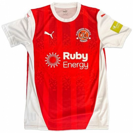 Kandiny Niño Camiseta Luke Hewitson #37 Rojo Blanco 1ª Equipación 2024/25 La Camisa Chile