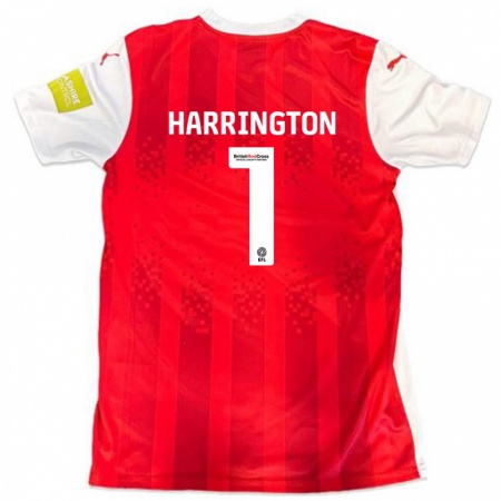 Kandiny Niño Camiseta David Harrington #1 Rojo Blanco 1ª Equipación 2024/25 La Camisa Chile