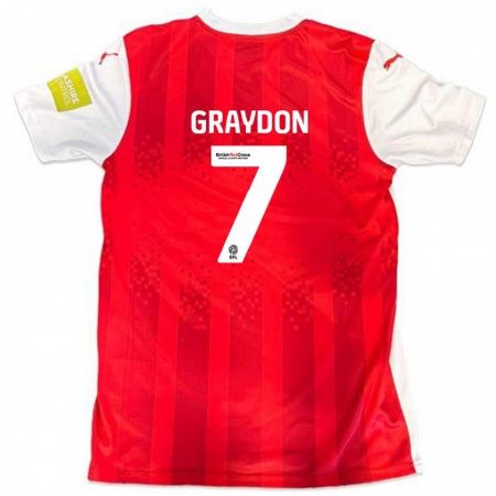 Kandiny Niño Camiseta Ryan Graydon #7 Rojo Blanco 1ª Equipación 2024/25 La Camisa Chile