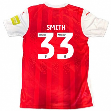 Kandiny Niño Camiseta Pele Smith #33 Rojo Blanco 1ª Equipación 2024/25 La Camisa Chile