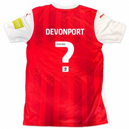 Kandiny Niño Camiseta Owen Devonport #0 Rojo Blanco 1ª Equipación 2024/25 La Camisa Chile