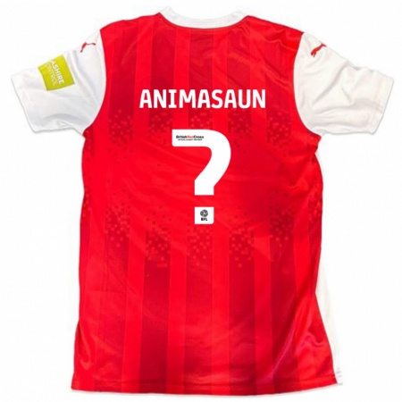 Kandiny Niño Camiseta David Animasaun #0 Rojo Blanco 1ª Equipación 2024/25 La Camisa Chile