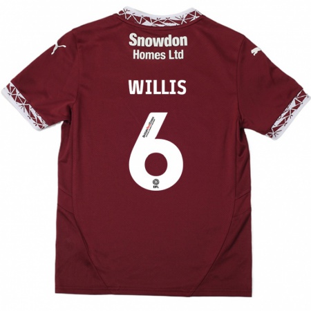 Kandiny Niño Camiseta Jordan Willis #6 Borgoña 1ª Equipación 2024/25 La Camisa Chile