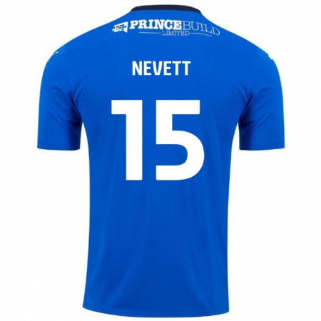 Kandiny Niño Camiseta George Nevett #15 Azul Blanco 1ª Equipación 2024/25 La Camisa Chile