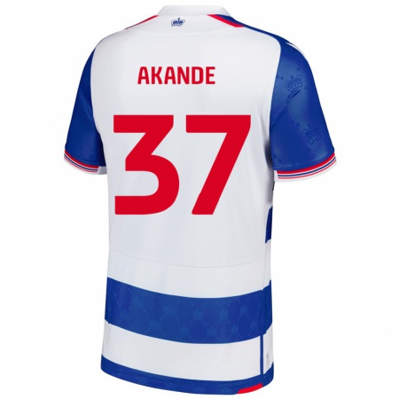 Kandiny Niño Camiseta Adrian Akande #37 Azul Blanco 1ª Equipación 2024/25 La Camisa Chile