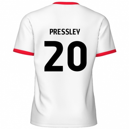 Kandiny Niño Camiseta Aaron Pressley #20 Blanco Rojo 1ª Equipación 2024/25 La Camisa Chile