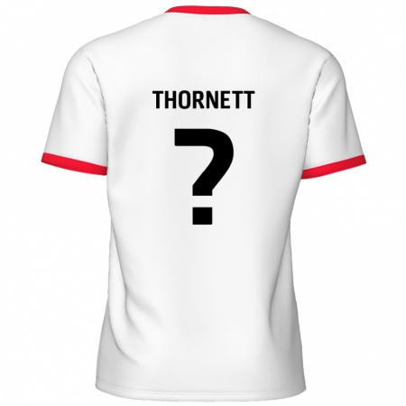 Kandiny Niño Camiseta Alfie Thornett #0 Blanco Rojo 1ª Equipación 2024/25 La Camisa Chile