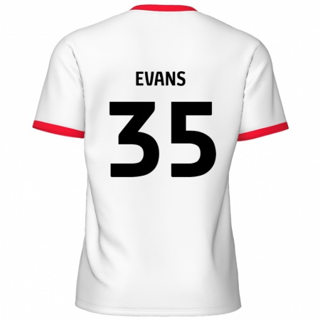 Kandiny Niño Camiseta Makise Evans #35 Blanco Rojo 1ª Equipación 2024/25 La Camisa Chile