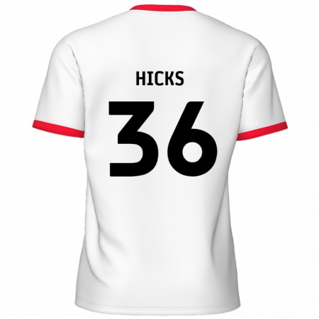 Kandiny Niño Camiseta David Hicks #36 Blanco Rojo 1ª Equipación 2024/25 La Camisa Chile