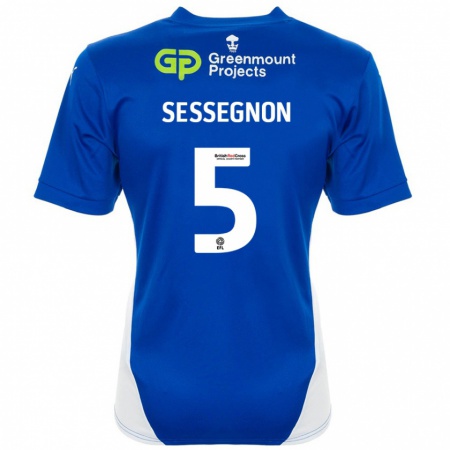 Kandiny Niño Camiseta Steven Sessegnon #5 Azul Blanco 1ª Equipación 2024/25 La Camisa Chile