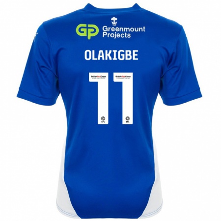 Kandiny Niño Camiseta Michael Olakigbe #11 Azul Blanco 1ª Equipación 2024/25 La Camisa Chile