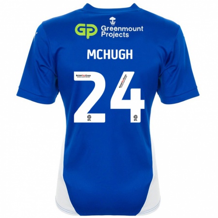 Kandiny Niño Camiseta Harry Mchugh #24 Azul Blanco 1ª Equipación 2024/25 La Camisa Chile